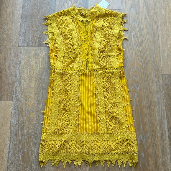 Free People Honey Mini lace dress in Marigold - Picture 3 of 12